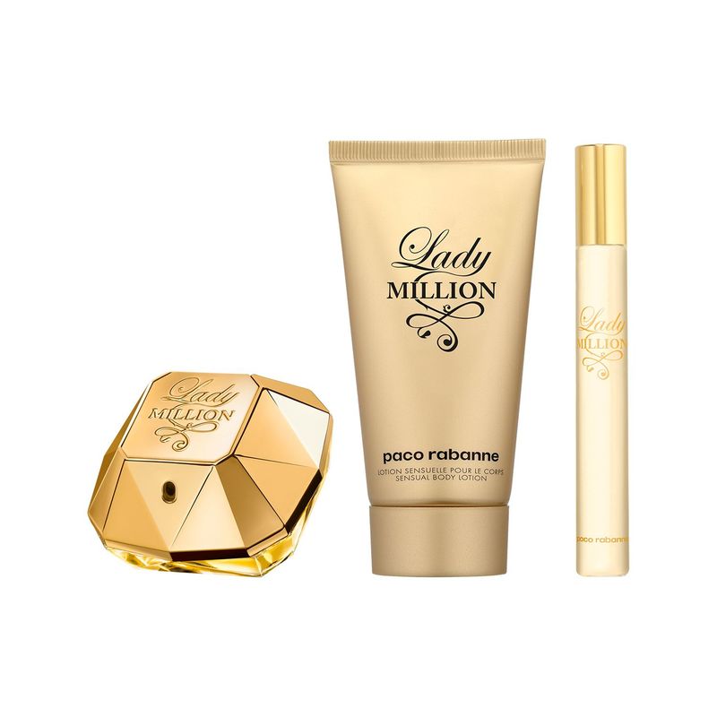 RABANNE - Estuche Perfume Rabanne Lady Million EDP 50 ml + Body Lotion 75 ml + Travel Size 10 ml