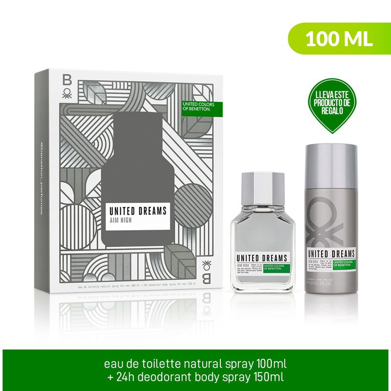 BENETTON - Estuche Perfume Benetton Hombre United Dreams Aim Hight 100ml EDT + Desodorante 150ml