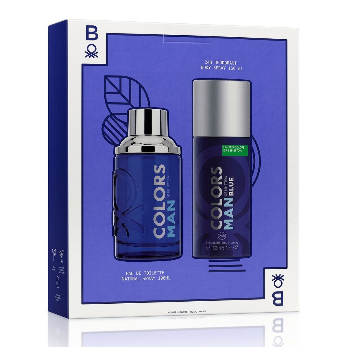 BENETTON - Estuche Perfume Benetton Hombre Colors Blue 100ml Eau de toilette + Desodorante 150ml 