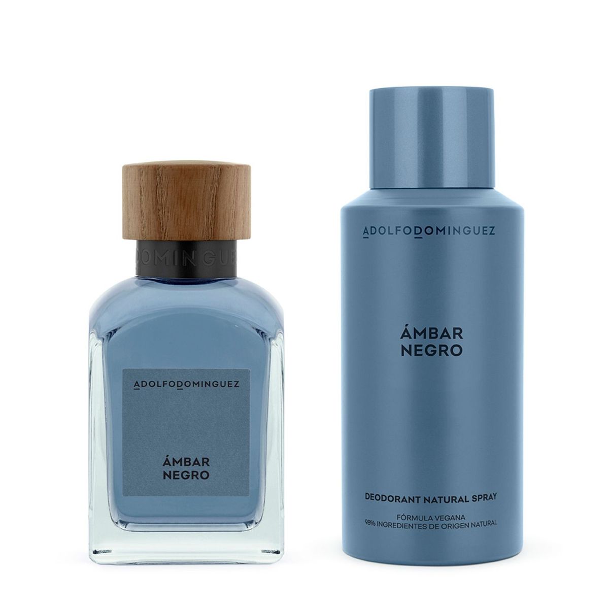 ADOLFO DOMINGUEZ - Estuche Perfume Adolfo Dominguez Hombre Ámbar Negro Eau de parfum 120ml +Desodorante 150ml 