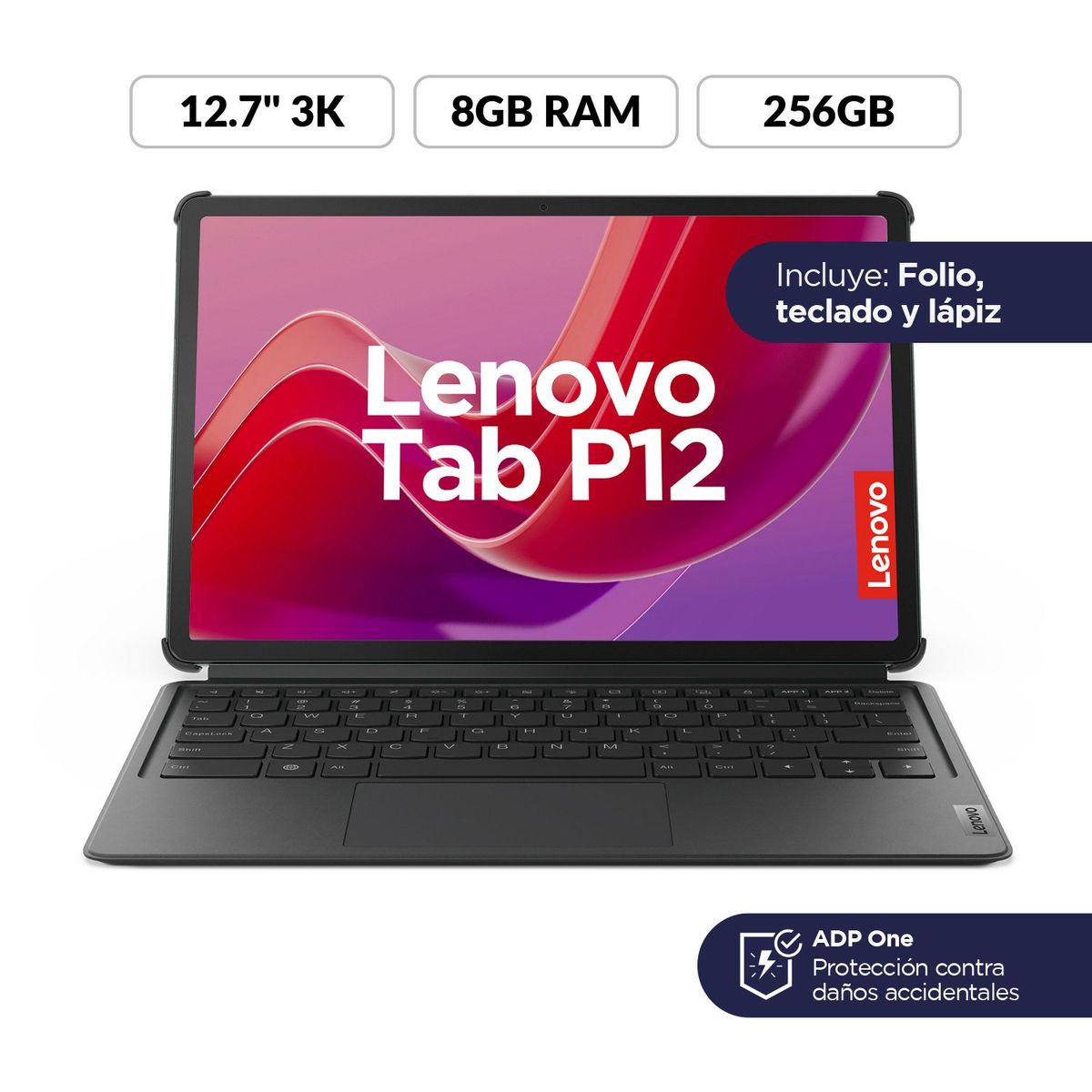 LENOVO - Tablet Lenovo P12 256GB | Pantalla de 12.7 pulgadas | 8GB de RAM  | Camara 8MP | Incluye Teclado , Lapiz y Protector