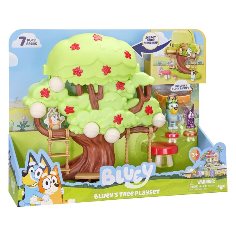 BLUEY - Set Del Árbol Bluey incluye ( Bluey + Fairy+ 7 areas de juego) a partir de los 3 años