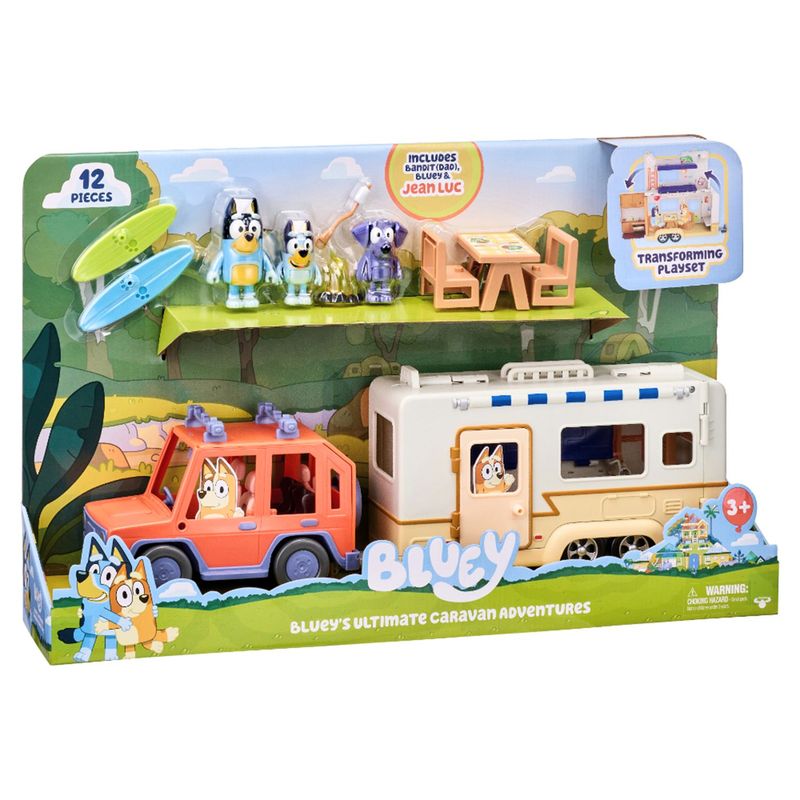 BLUEY - Casa Rodante, día de camping incluye ( Bluey + Papá + Jean Luc + 12 accesorios) a partir de los 3 años