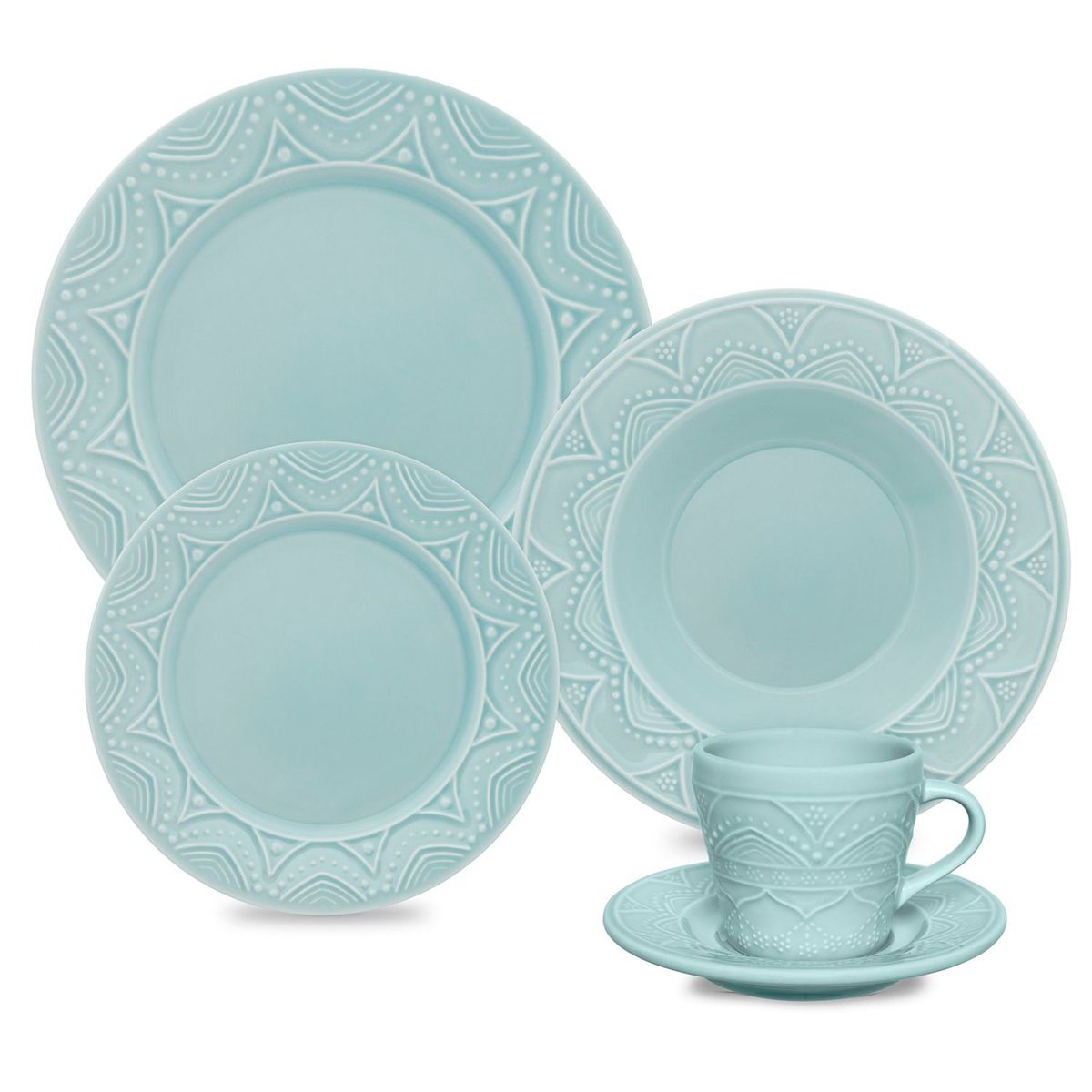 OXFORD - Juego de vajilla Oxford 4 puestos Cerámica 20 piezas Serena