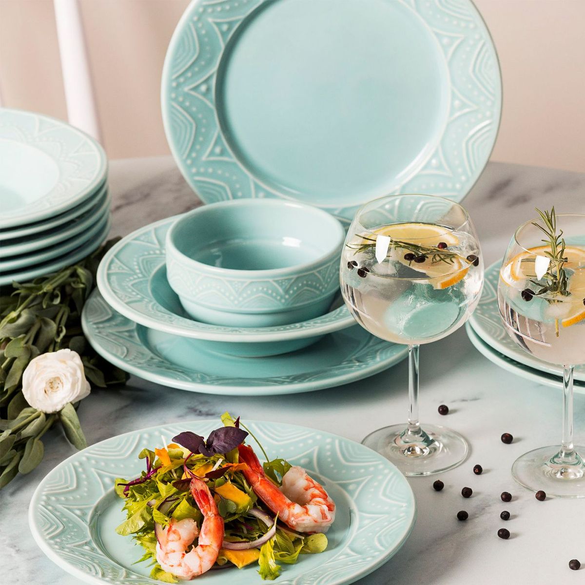 OXFORD - Juego de vajilla Oxford 4 puestos Cerámica 20 piezas Serena