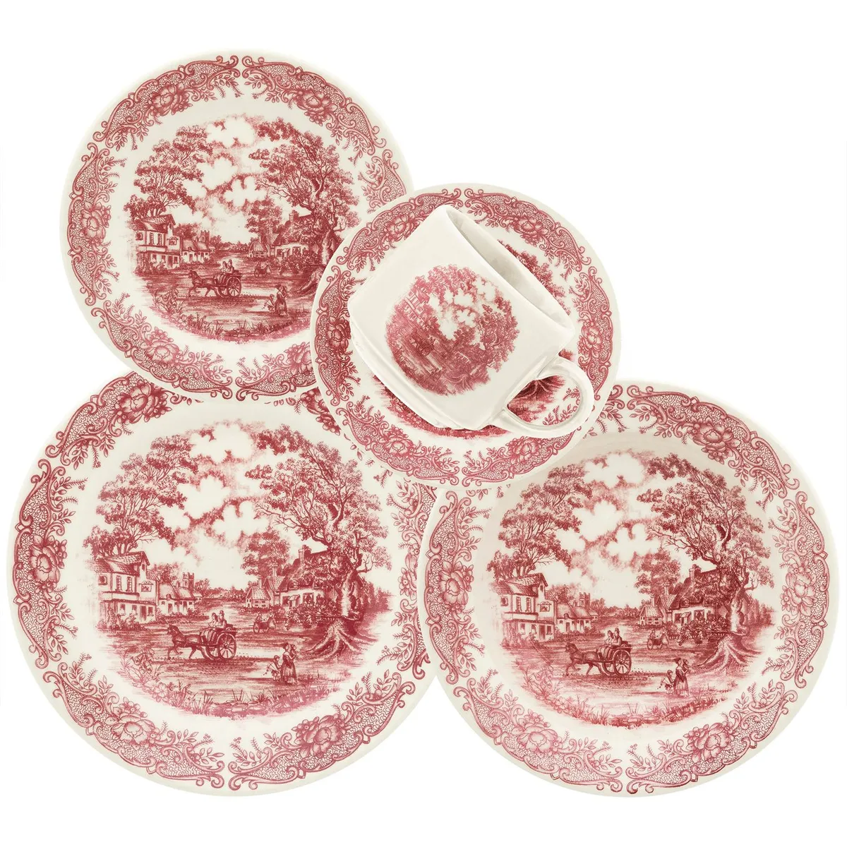 OXFORD - Vajilla Oxford: Cerámica Vilarejo 4 puestos 20 piezas