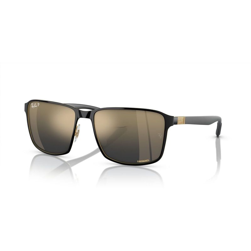 RAY BAN - Gafas de sol Ray Ban B3721CH Unisex Marco Black On Arista Lente Blue Mirror Gold Polar