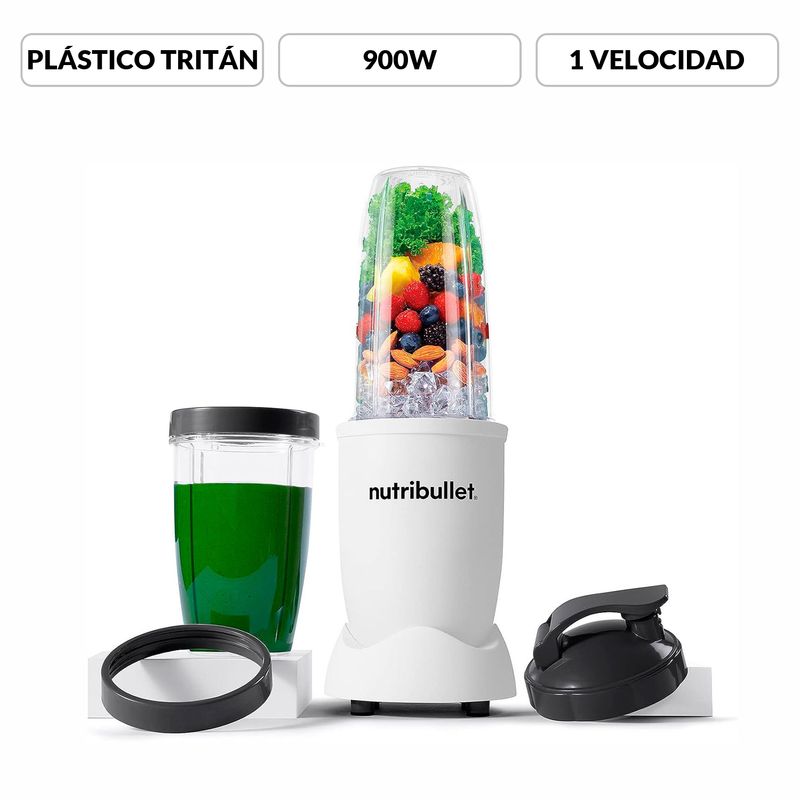NUTRIBULLET - Licuadora Nutribullet 900 Watts 9 Piezas Color Blanco |  Vaso en Tritán 