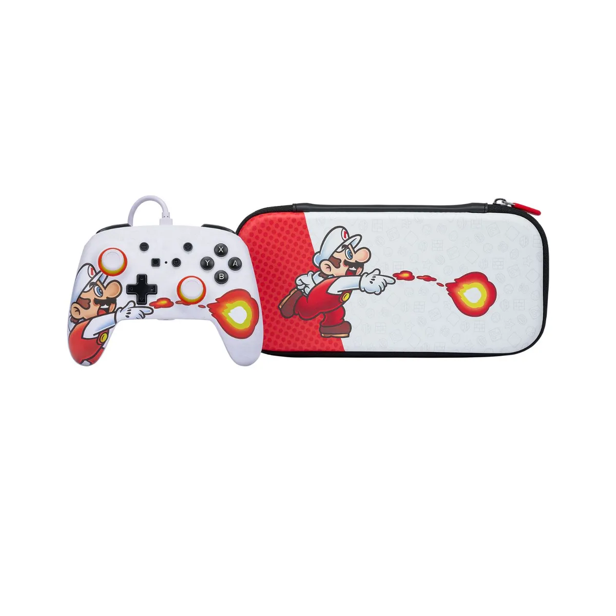 POWER A - Accesorio Combo estuche + Control Alámbrico Power A Fireball Mario Nintendo Switch
