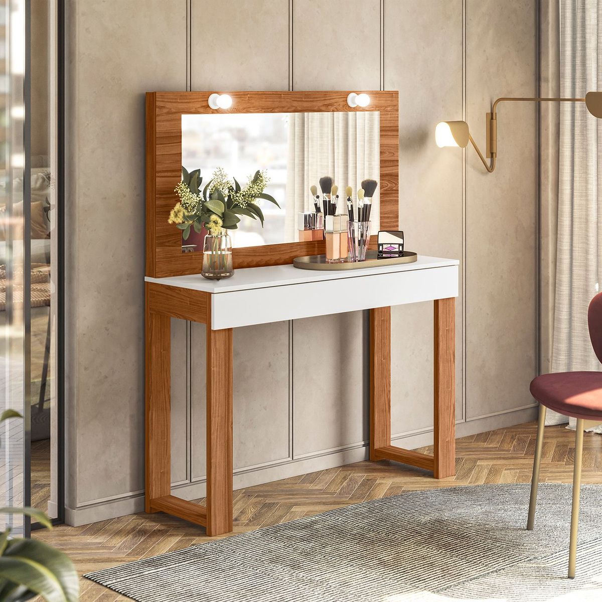 MULTIMUEBLES - Tocador Moderno con Espejo 110 x 136.5 x 36 cm Multimuebles