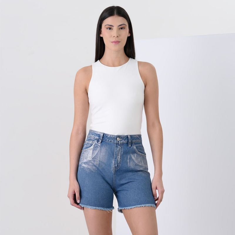 BASEMENT - Short para Mujer Tiro medio Metalizado de Algodón Basement