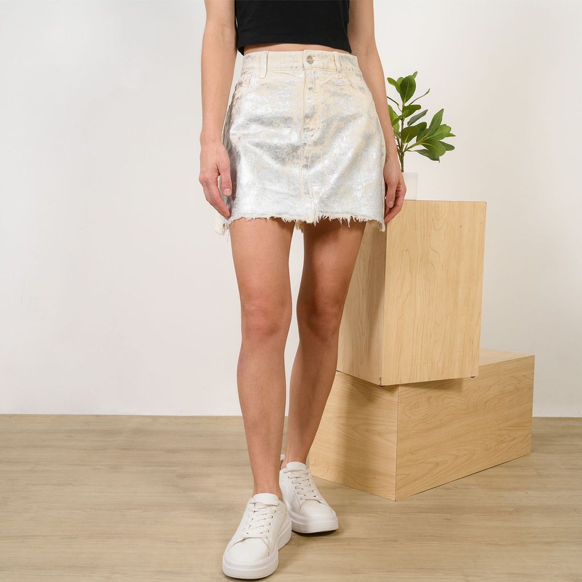 BASEMENT - Falda Mini para Mujer de Algodón Basement