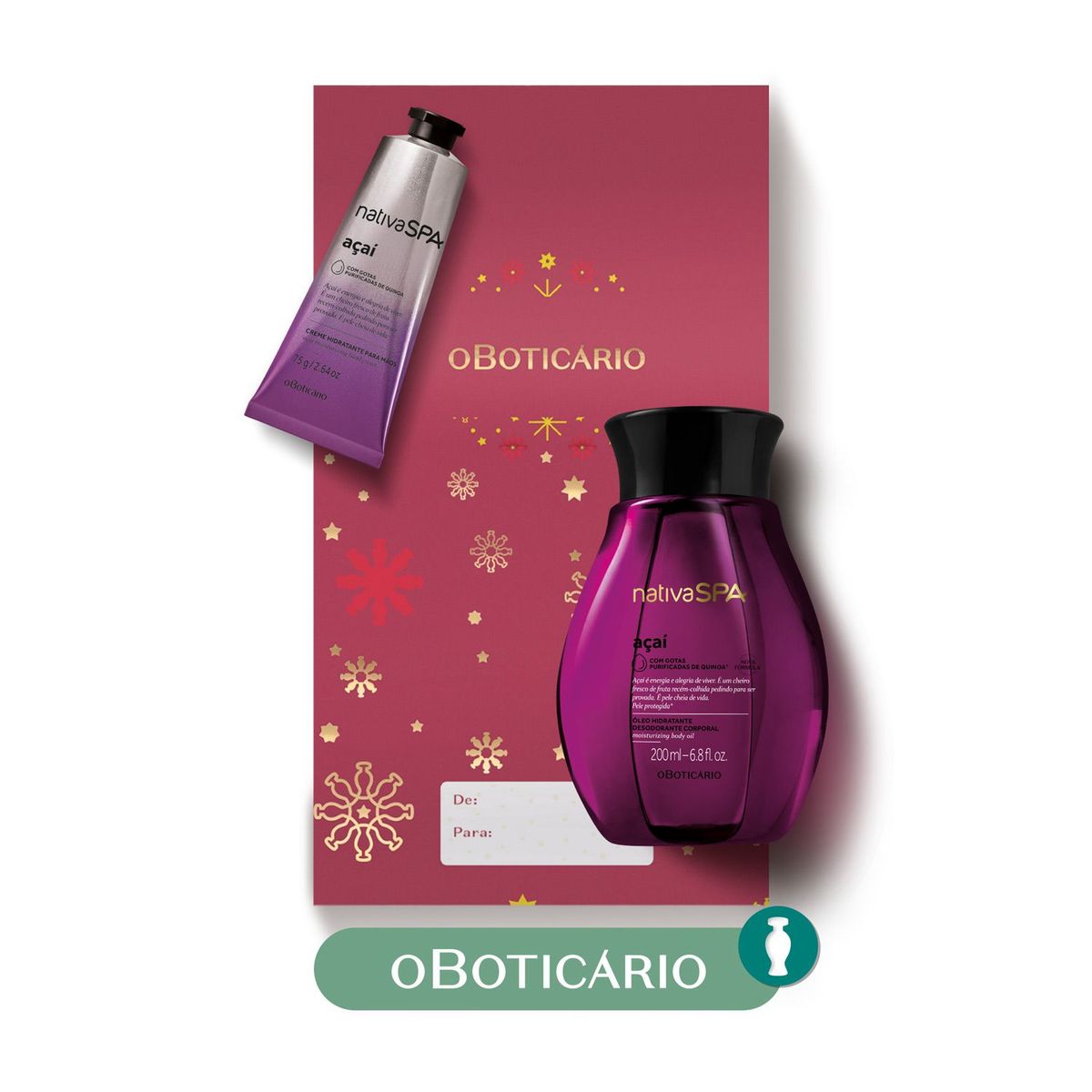 NATIVA SPA - Hidratante corporal Kit Açai Natal 23 Nativa Spa O Boticario Incluye: 2 productos 