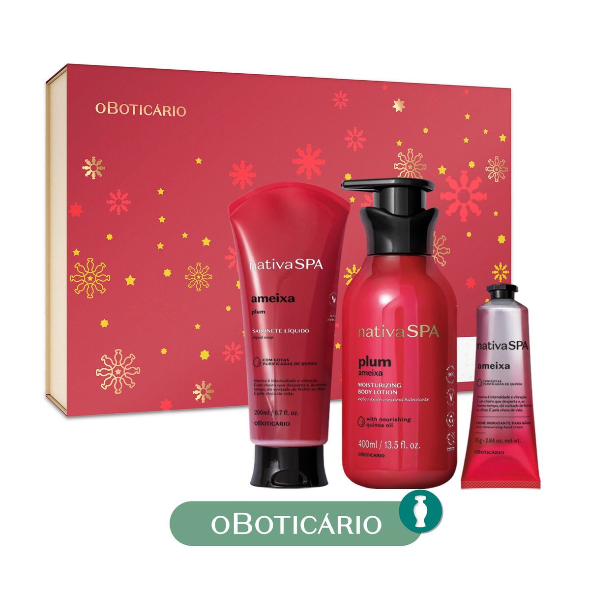 NATIVA SPA - Hidratante corporal Kit Ameixa Natal 23 Nativa Spa O Boticario Incluye: 3 productos 