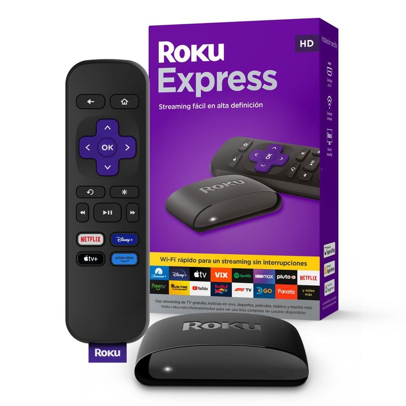 ROKU - Roku Express, dispositivo de streaming |Incluye cable HDMI/USB de alta velocidad y control remoto | Compatible con Alexa, Google Home, Apple Air Play, Apple Home
