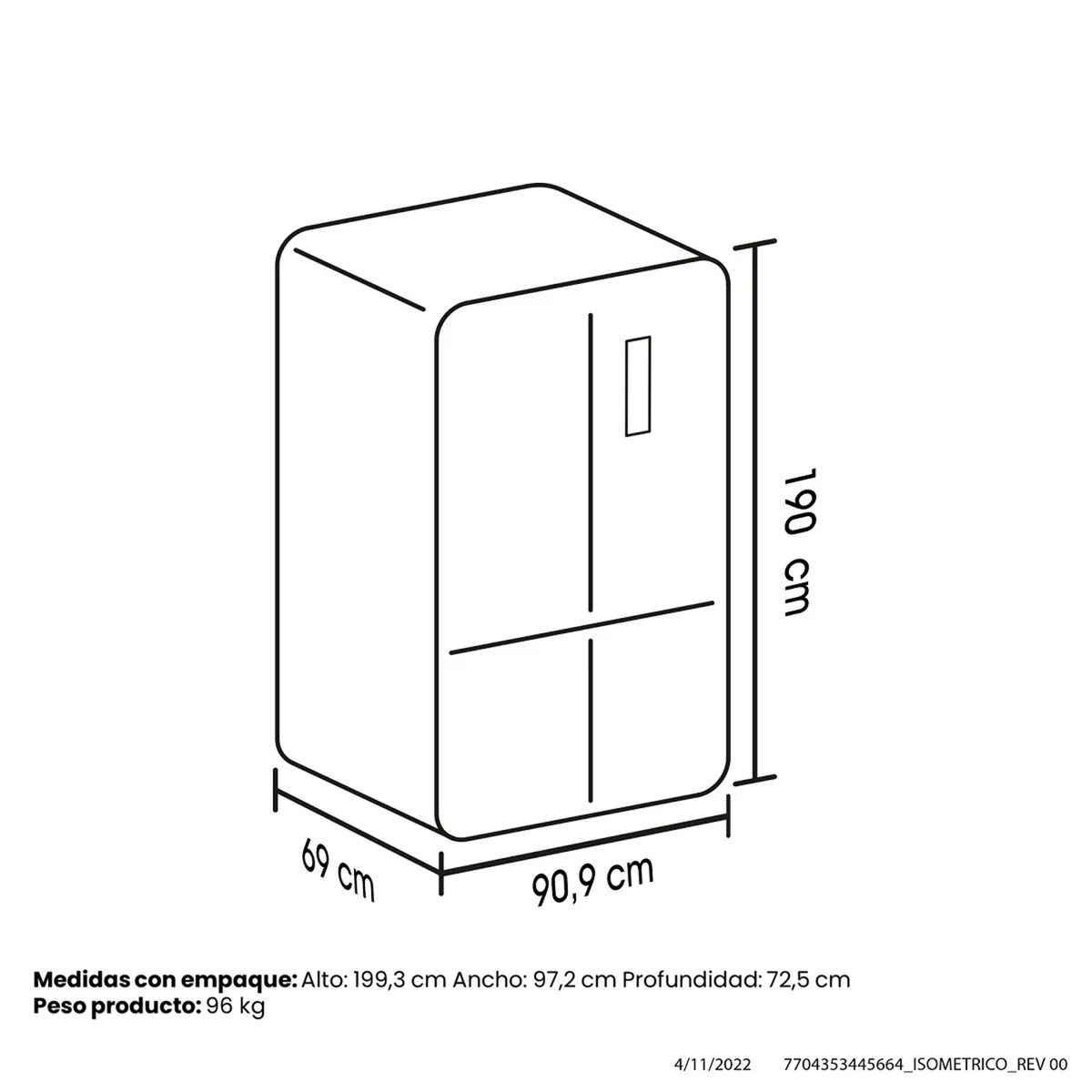 HACEB - Nevecón French door HACEB 522 lt Netos H9164NT58