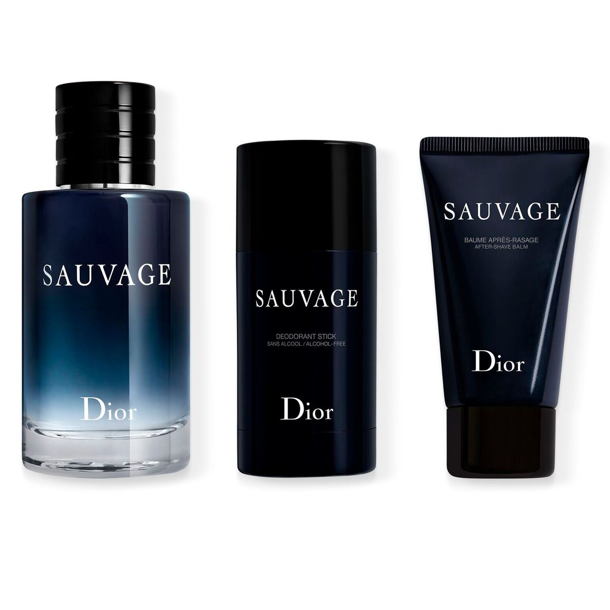 DIOR - Set de Perfume Hombre Dior Sauvage Eau de Toilette, 100 ml + Sauvage Desodorante en Stick, 75 g + Sauvage Bálsamo After-shave 50 ml