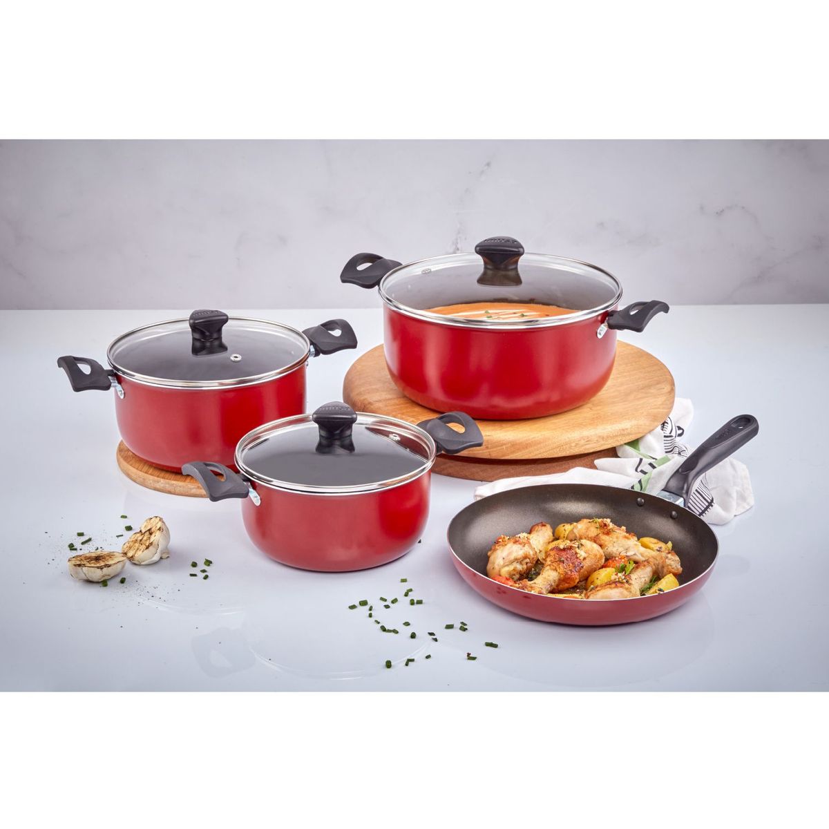 IMUSA - Juego de ollas Imusa: Colors Bateria Antiadherente 7 piezas