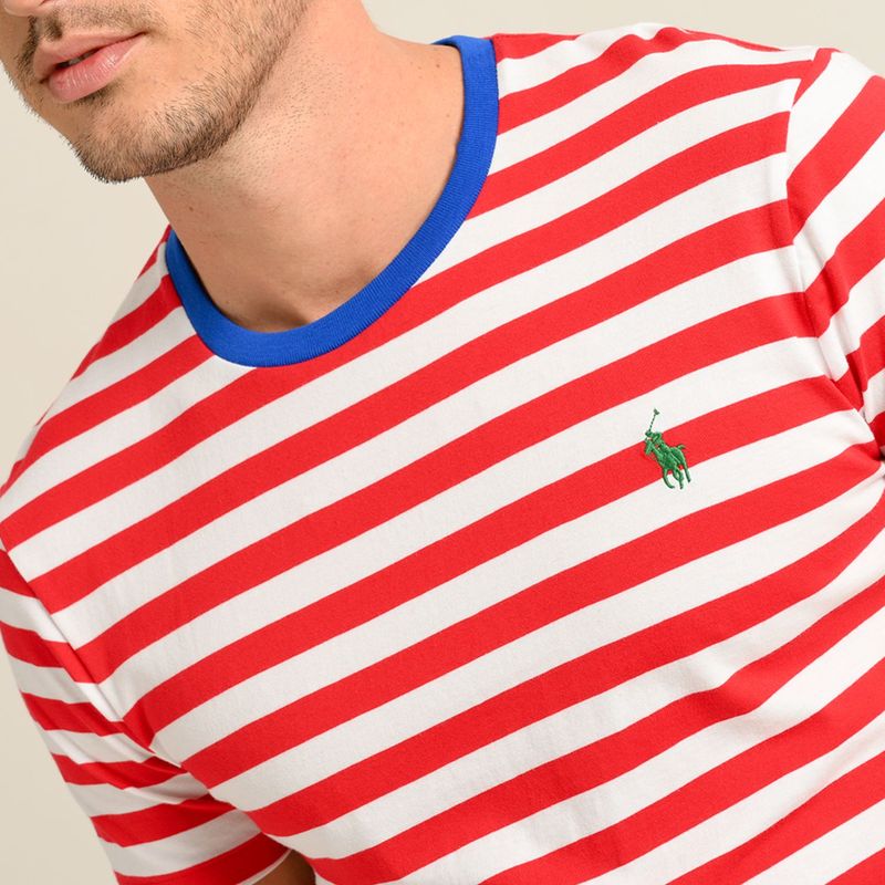 POLO RALPH LAUREN - Camiseta Hombre Manga corta de Rayas Slim de Algodón Polo Ralph Lauren
