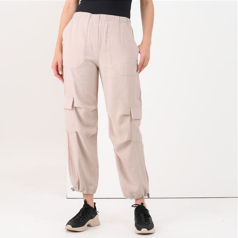 BASEMENT - Pantalón Parachute para Mujer Tiro alto Basement