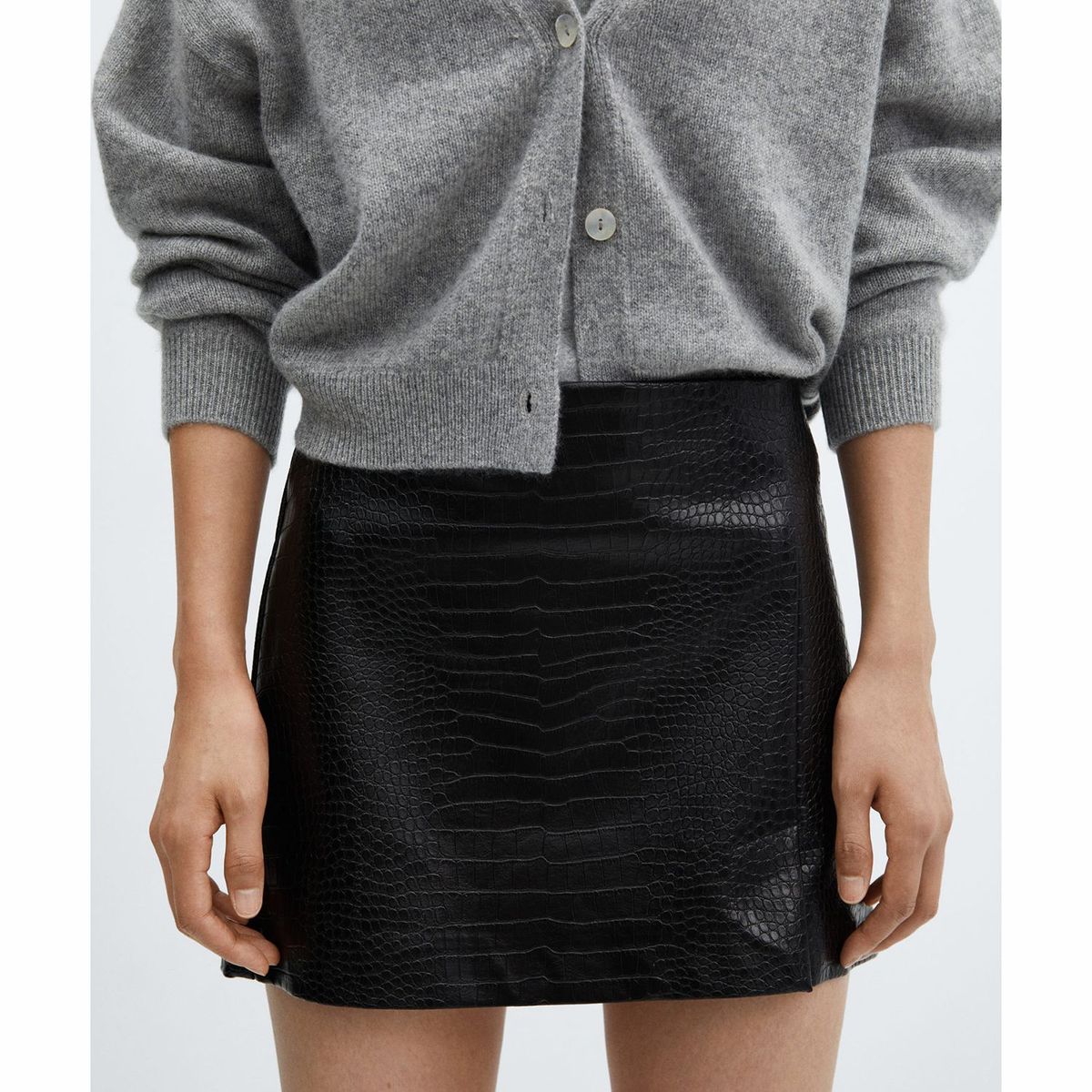 MANGO - Falda Corto para Mujer Efecto cuero MANGO