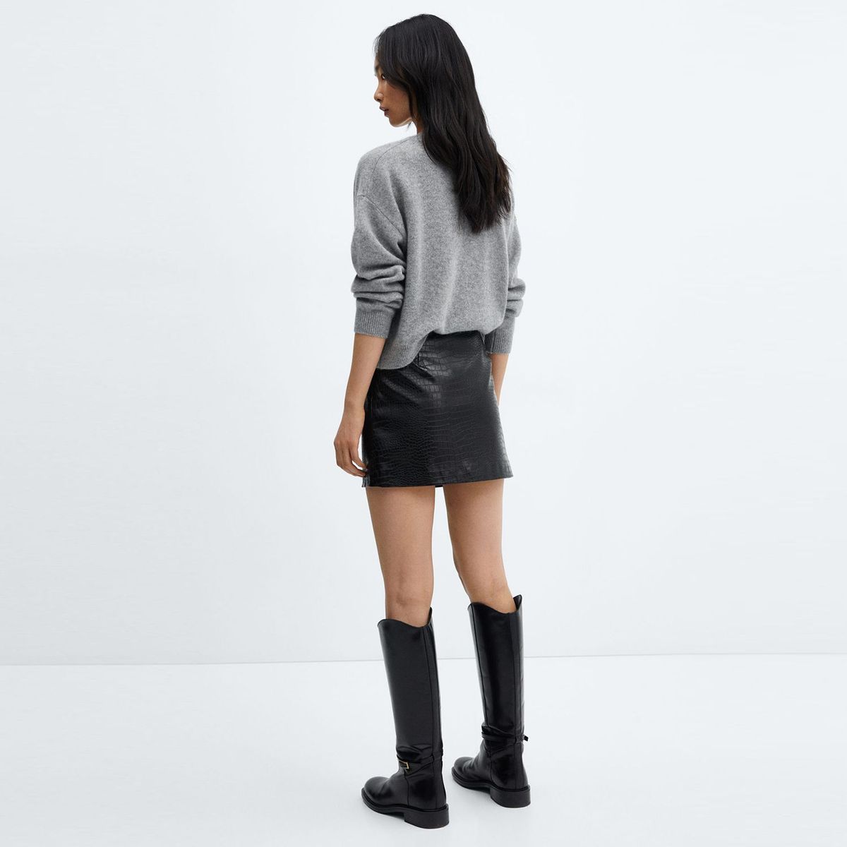 MANGO - Falda Corto para Mujer Efecto cuero MANGO