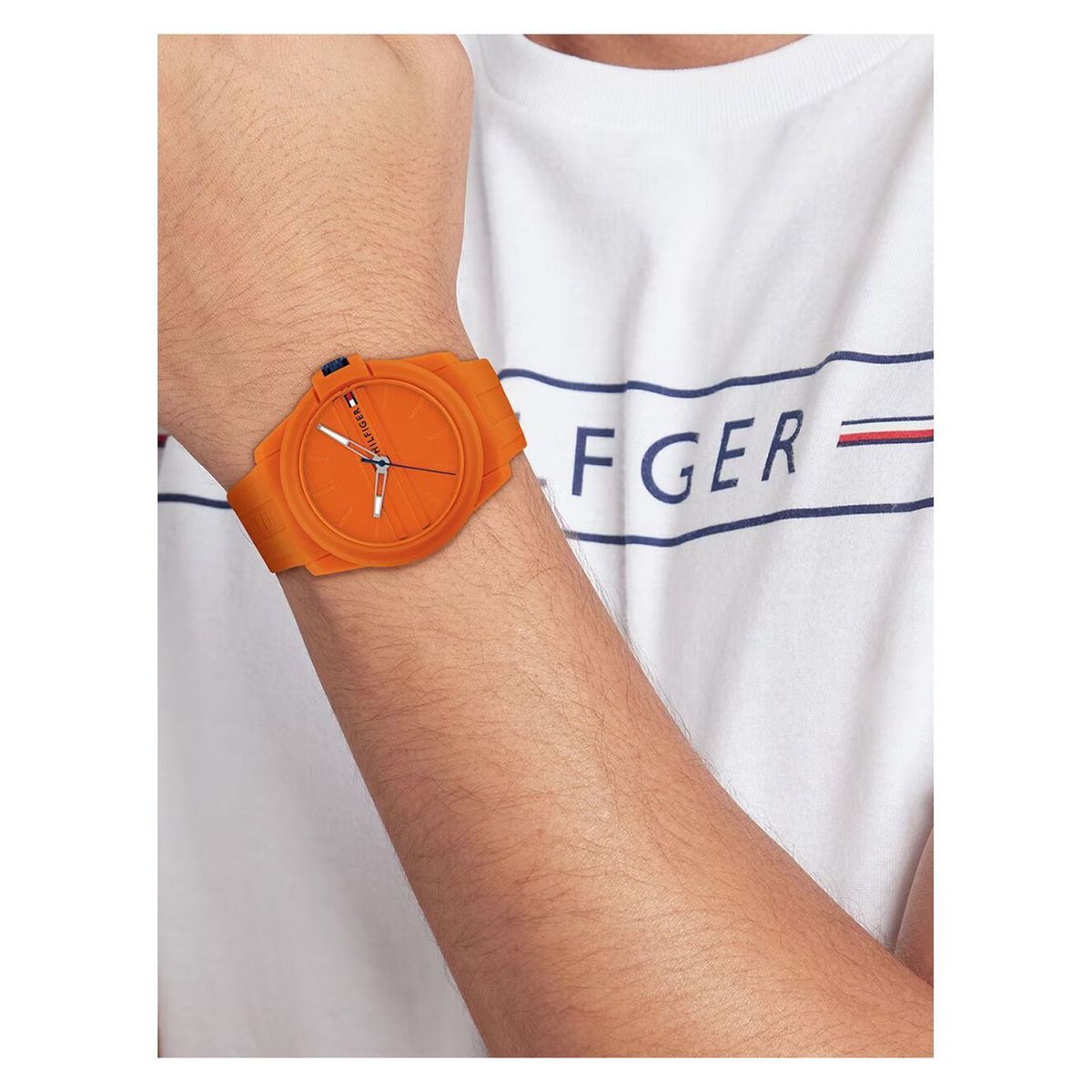 TOMMY HILFIGER - Reloj Tommy Hilfiger para Hombre 1710597 . Reloj Análogo Silicona Naranja