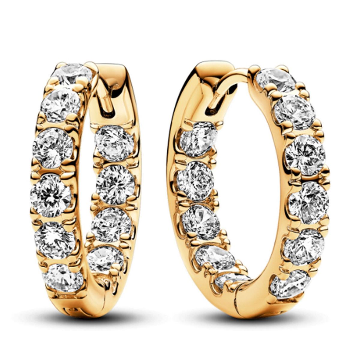 PANDORA - Aretes Pandora Aro Fila Brillante Eternidad Recubrimiento en Oro