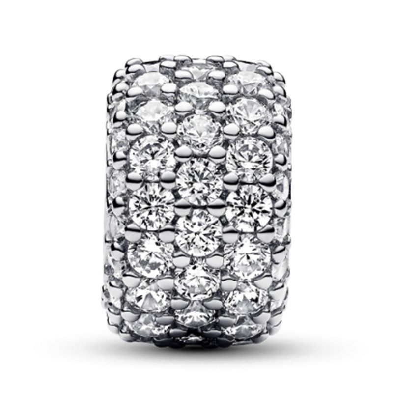 PANDORA - Charm Pandora Triple Fila Brillante en Pavé Plata Esterlina