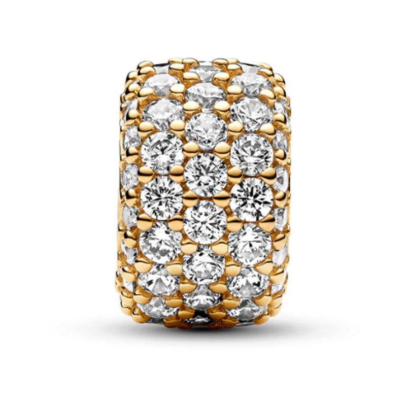 PANDORA - Charm Pandora Triple Fila Brillante en Pavé Recubrimiento en Oro