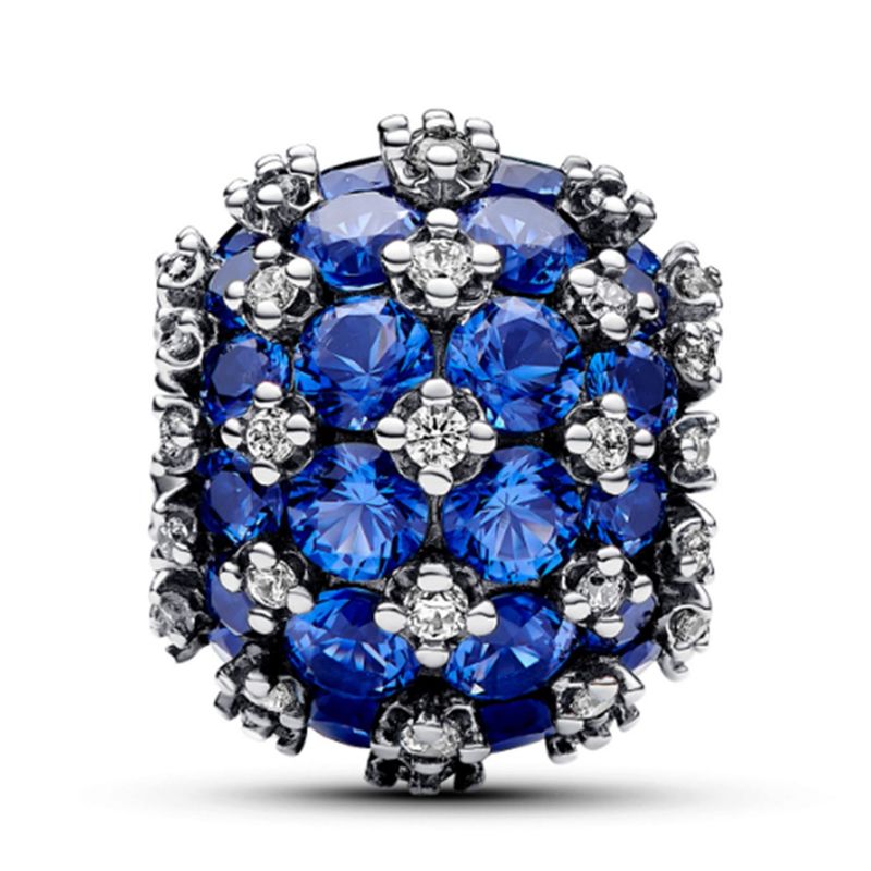 PANDORA - Charm Pandora Azul Redondo Brillante en Pavé Plata Esterlina