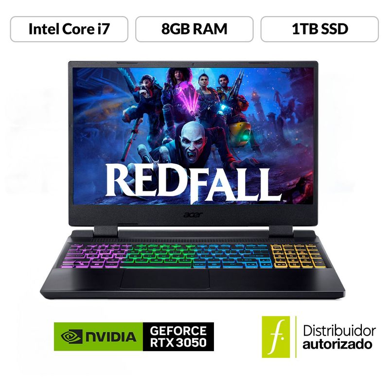 ACER - Portátil Gamer Acer Nitro 5 | Geforce RTX 3050 | Intel Core i7 | 8GB de RAM | 1TB SSD de Almacenamiento | Windows 11 | Pantalla 15.6 pulgadas | AN515-58-70GA | Computador portátil