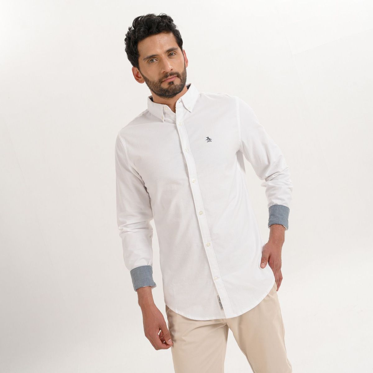 ORIGINAL PENGUIN - Camisa para Hombre Manga larga Slim Original Penguin
