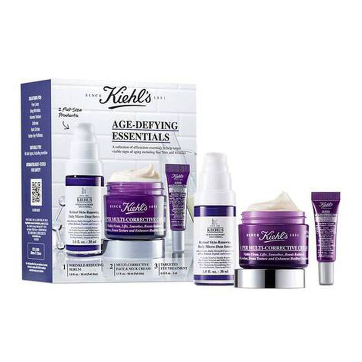 KIEHLS - Set de Tratamiento Khiels Age-Defying Essentials Incluye: Retinol, Multi-Corrective Cream, Eye Zone Treatment
