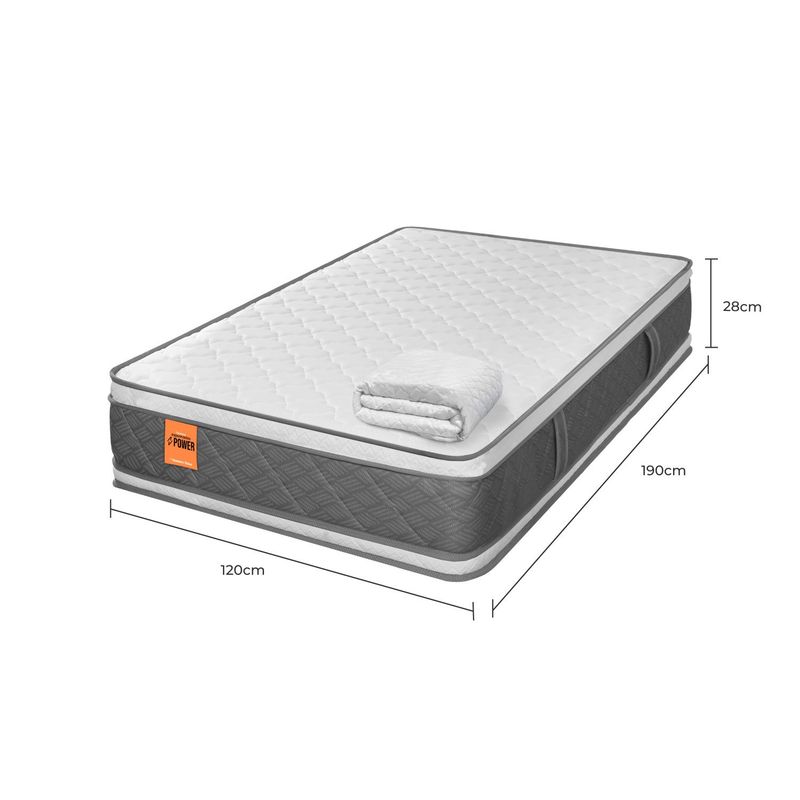 COLCHONES ROMANCE RELAX - Colchón Semidoble Espuma Power Pedic 120 x 190 cm + Protector Romance Relax