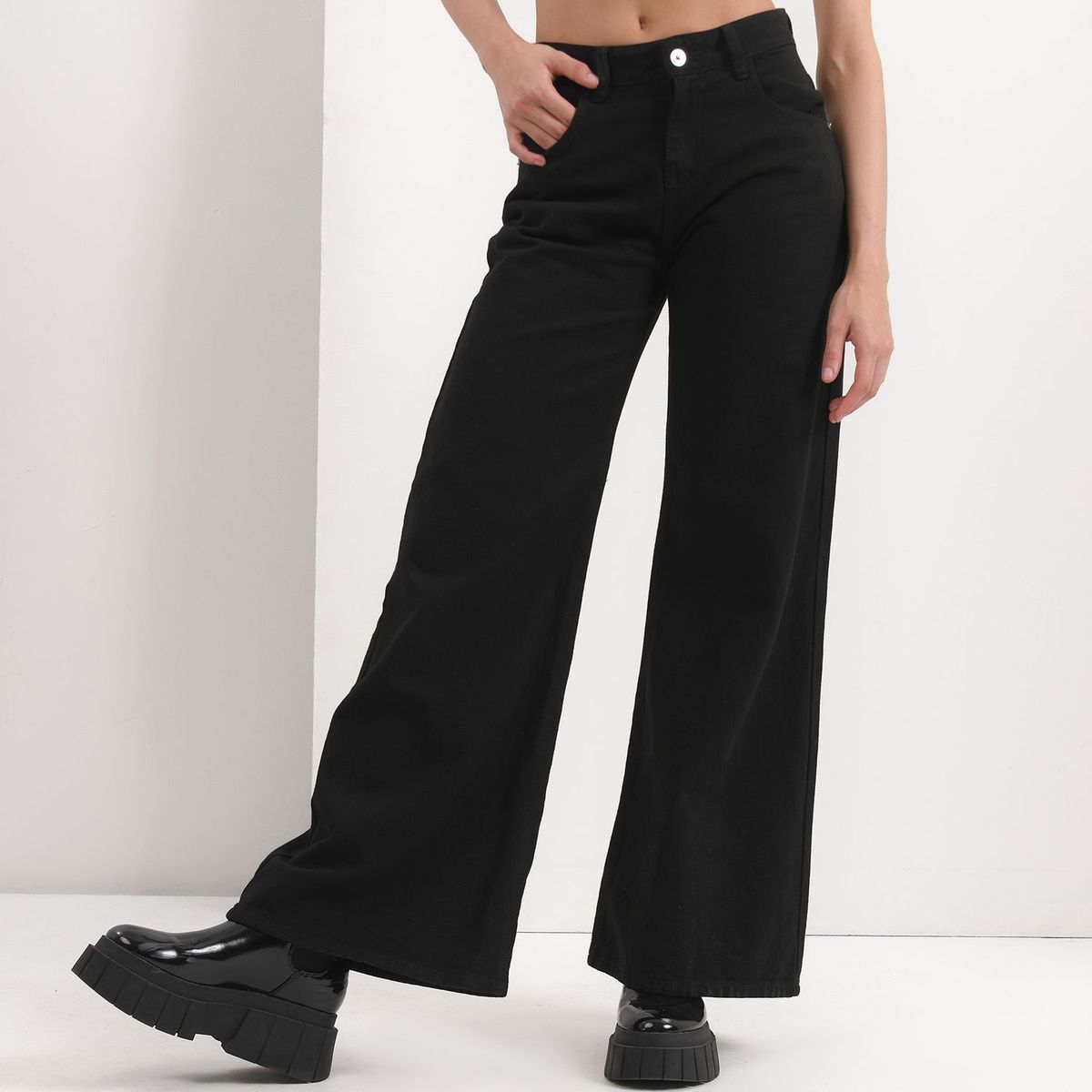 SYBILLA - Jean Wide Leg Mujer Tiro medio de Algodón Sybilla