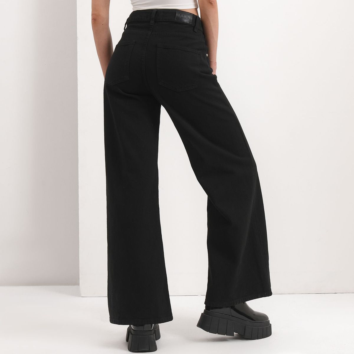 SYBILLA - Jean Wide Leg Mujer Tiro medio de Algodón Sybilla