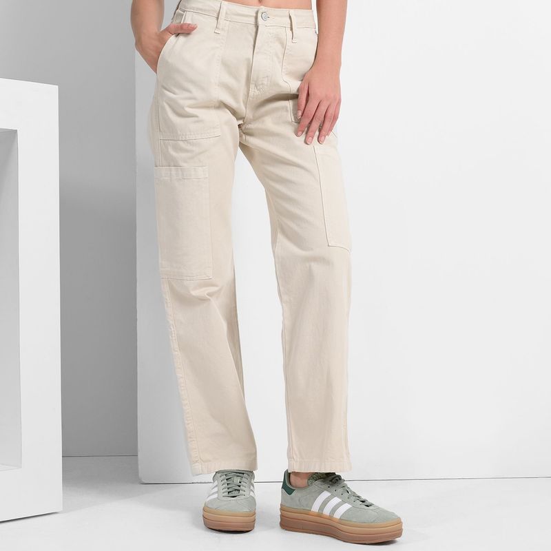 DENIMLAB - Jean Cargo Mujer Tiro medio de Algodón Denimlab