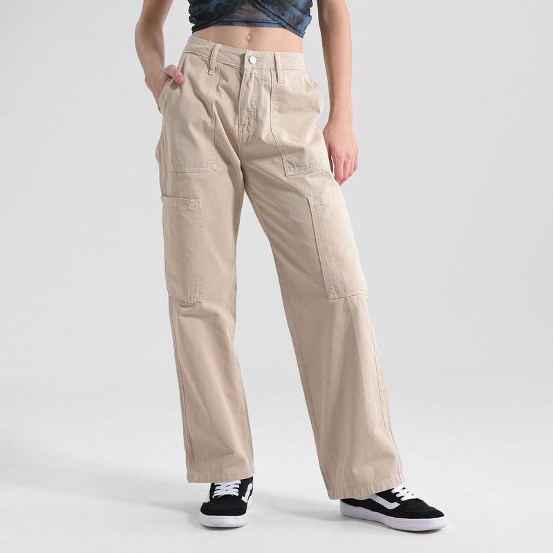 DENIMLAB - Jean Cargo Mujer Tiro medio de Algodón Denimlab