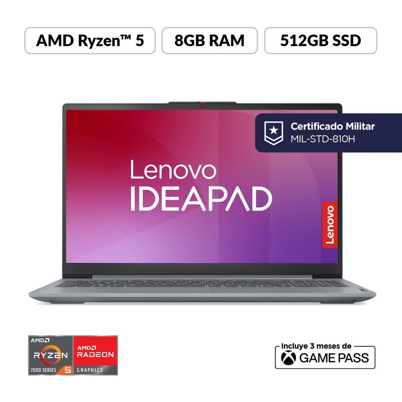 LENOVO - Portátil Lenovo Ideapad Slim 3 | AMD Ryzen 5 | 8GB de RAM | 512GB SSD de Almacenamiento | Windows 11 | Pantalla 15.6 pulgadas | IP Slim 3 | Computador Portátil