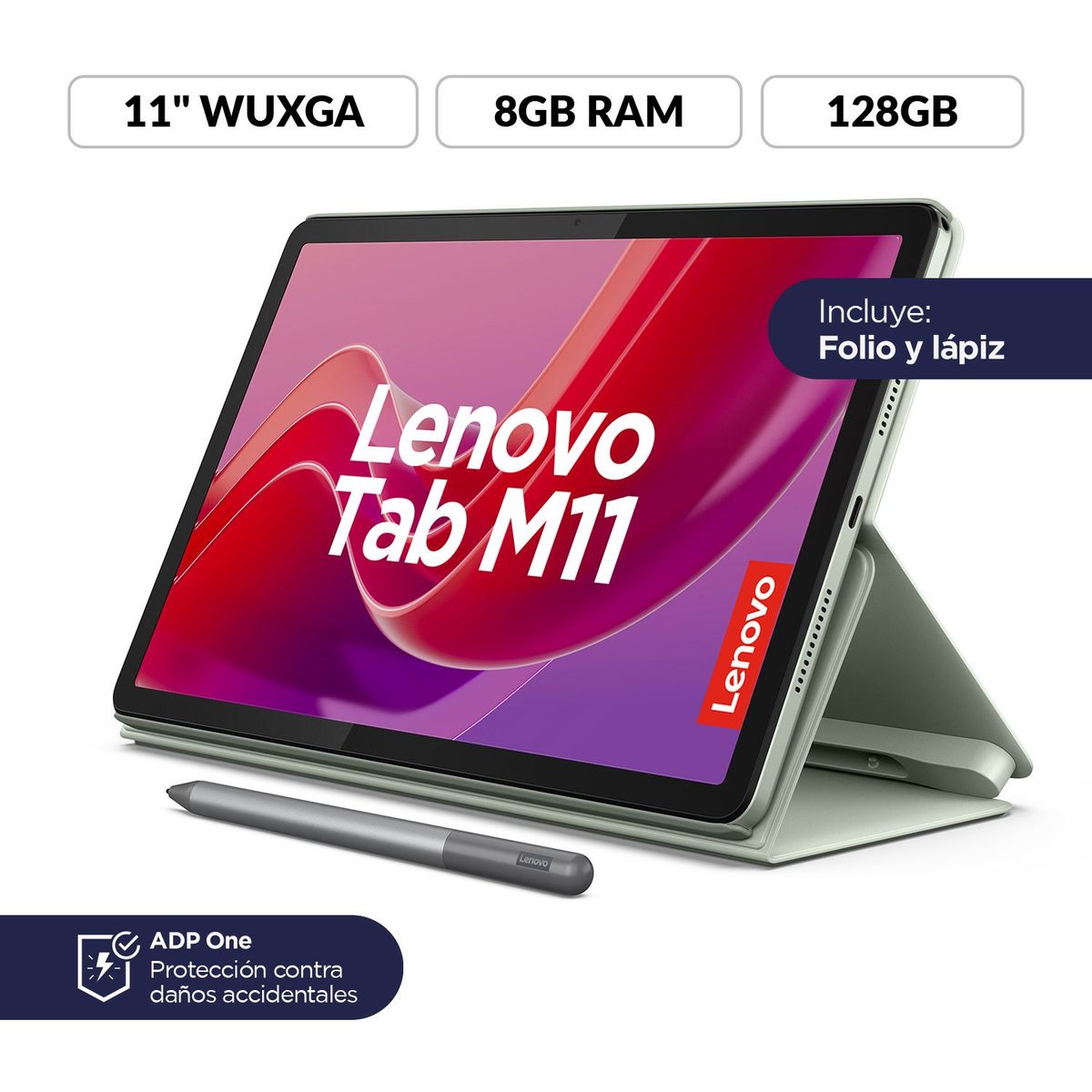 LENOVO - Tablet Lenovo M11 128GB | Incluye Protector y Lapiz | Pantalla 10.95 pulgadas | 8GB RAM | Cámara Posterior 8MP | Cámara Frontal 8MP