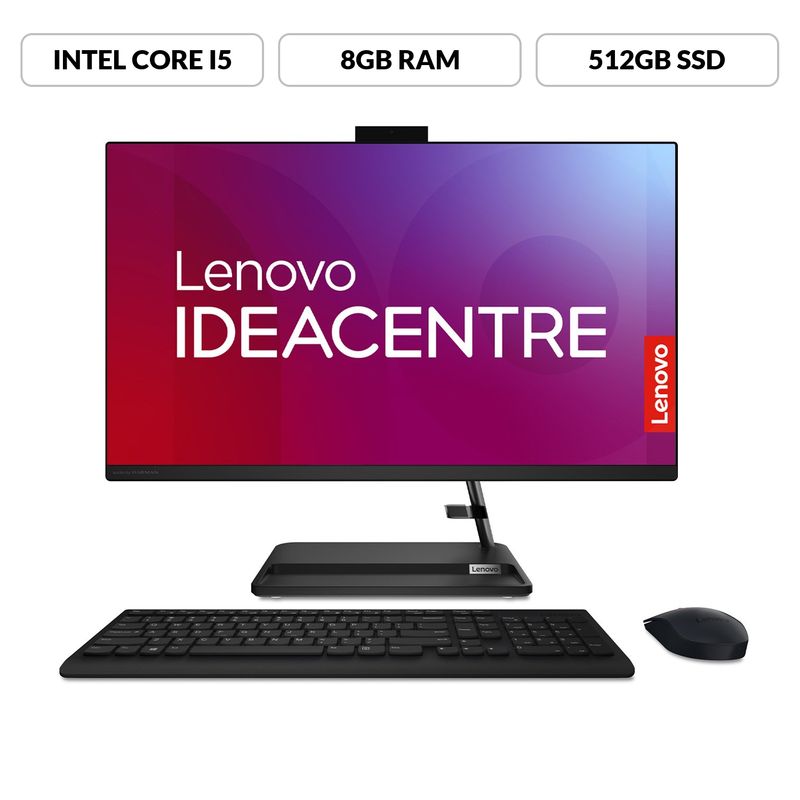 LENOVO - Computador Lenovo Ideacentre AIO 3 | Intel Core i5 | 8GB de RAM | 512GB SSD de Almacenamiento | Windows 11 | Pantalla 23.8 pulgadas | Incluye Mouse y Teclado | IC AIO 3| All In One | Todo en Uno