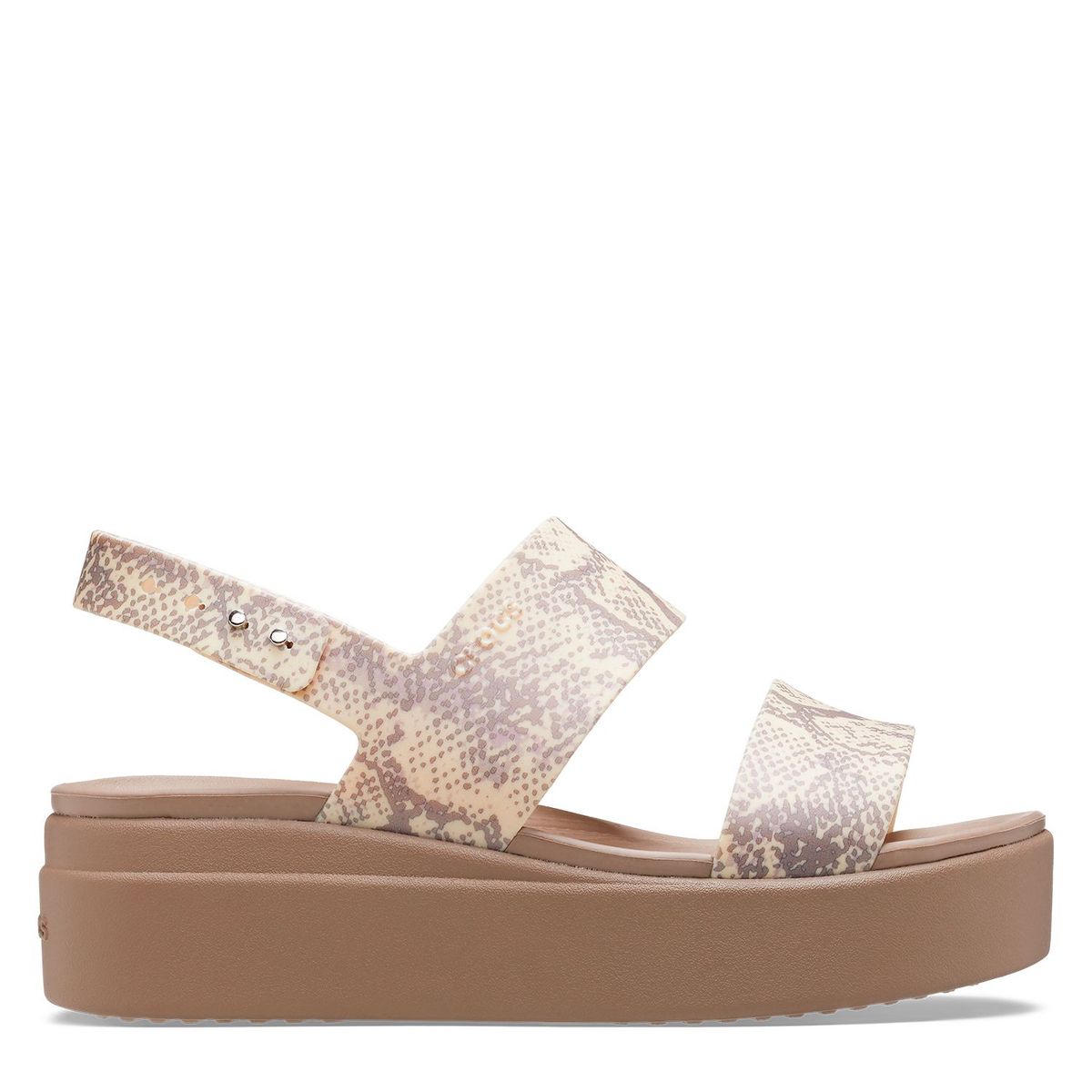 CROCS - Sandalias Crocs con Plataforma Mujer Brooklyn Snake Low Wedge Nude