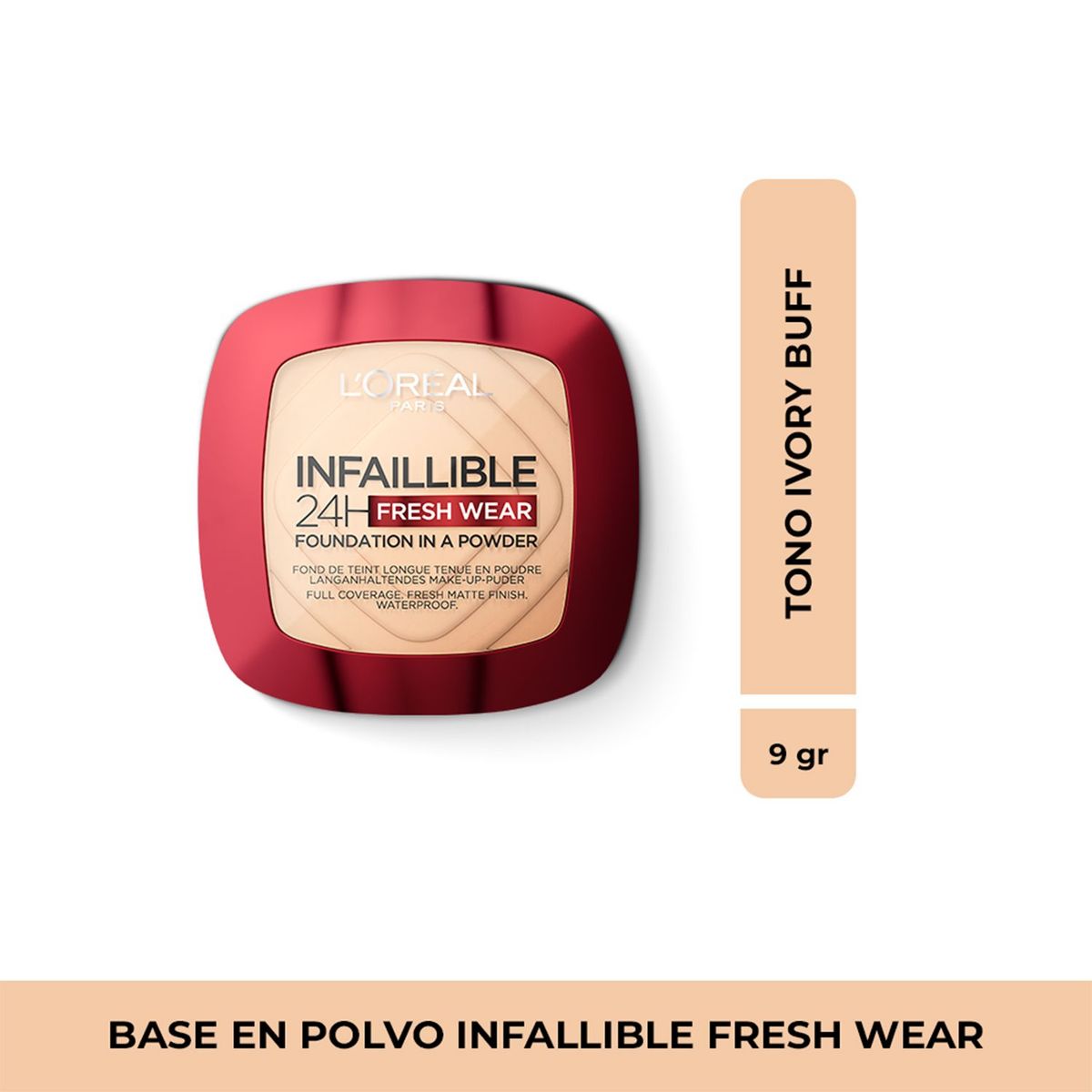 LOREAL PARIS - Polvo Compacto Infallible Pro Matte 100 True Alabaster - 30 ml  Loreal Paris 9gr