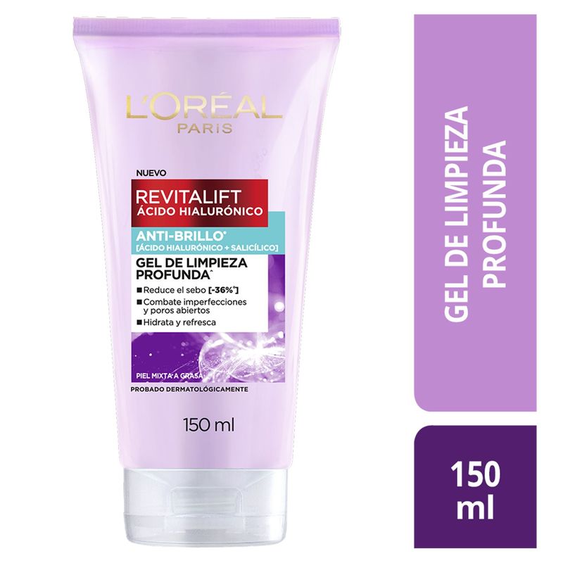 LOREAL PARIS - Limpiador RVT AH Gel Limpieza Oil Control Loreal Para Piel Mixta 150 ml