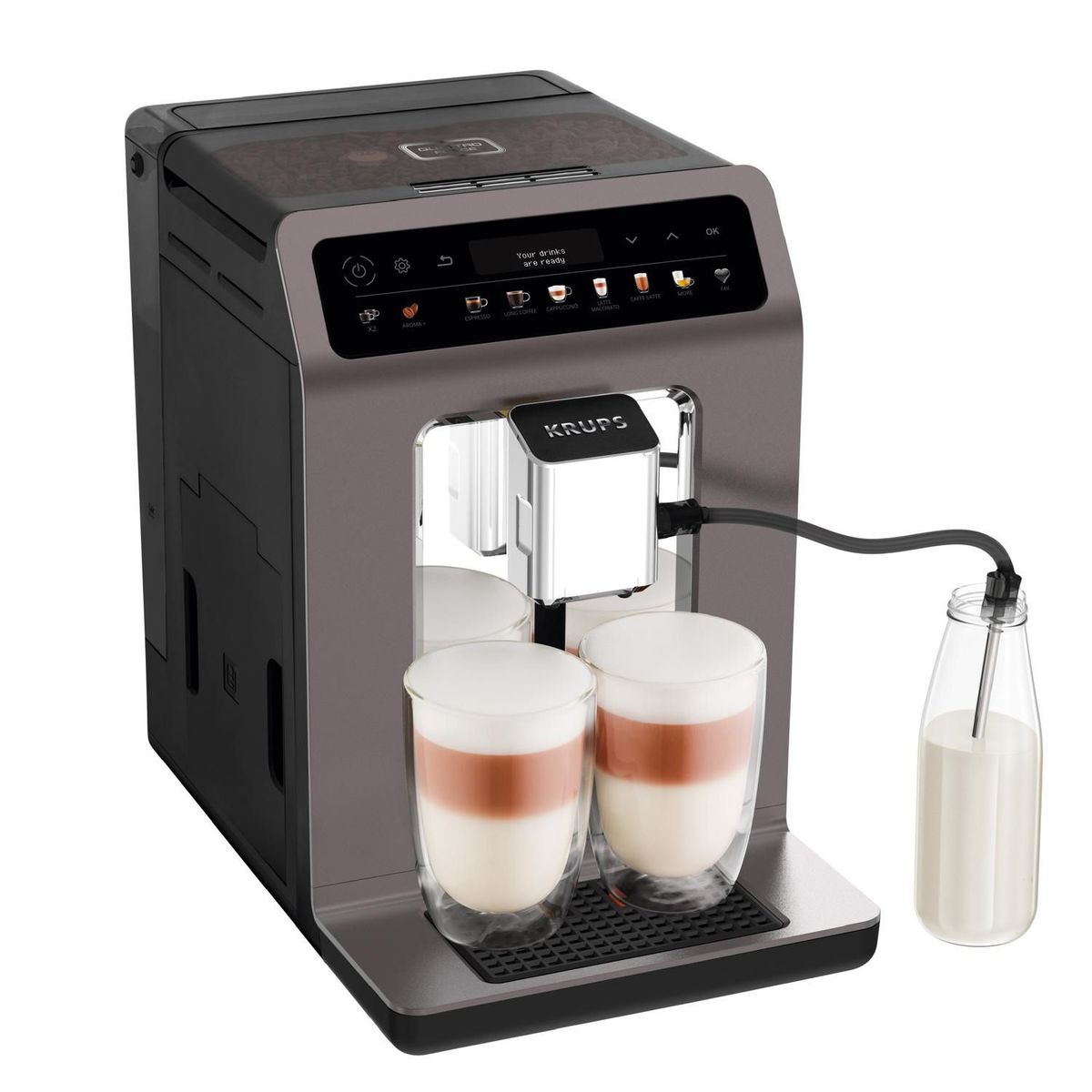 KRUPS - Cafetera profesional Expressería Krups Evidence | Panel táctil | 12 Bebidas programables | Molino integrado