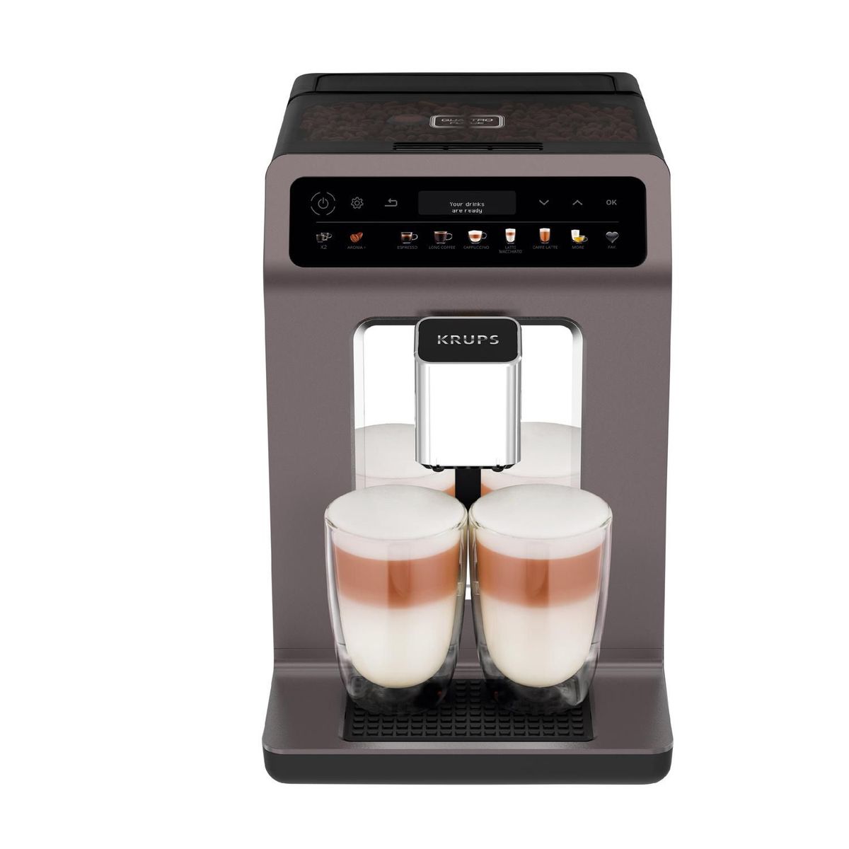 KRUPS - Cafetera profesional Expressería Krups Evidence | Panel táctil | 12 Bebidas programables | Molino integrado