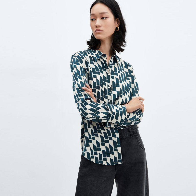 MANGO - Camisa para Mujer con Estampado Manga larga MANGO