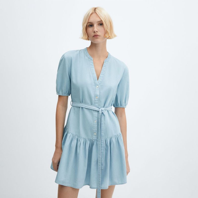 MANGO - Vestido camisero para Mujer Corto de Algodón MANGO