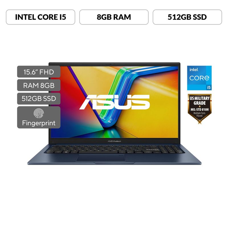 ASUS - PortátilASUS Vivobook 15 | Intel Core i5 | 8GB de RAM | 512GB SSD de almacenamiento | Windows 11 | 15.6 Pulgadas | X1504ZA-NJ222W | Computador portátil